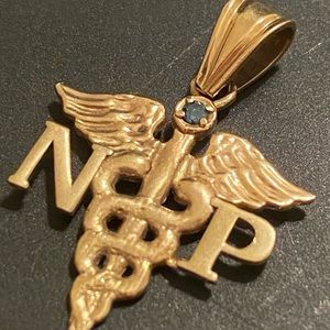 14 karat blue diamond,nurse practitioner charm